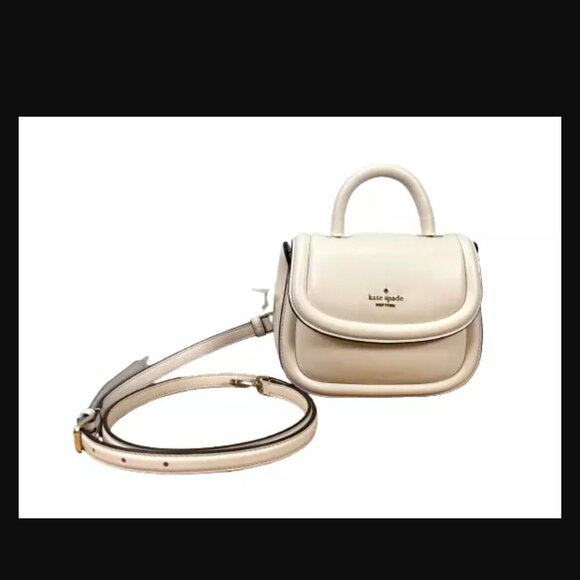 Kate Spade New York White Top Handle Puffy Smooth Leather Crossbody - Picture 2 of 4